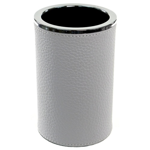 Round Toothbrush Holder Made From Faux Leather in White Finish Gedy AC98-02