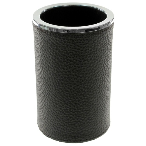 Round Toothbrush Holder Made From Faux Leather in Wenge Finish Gedy AC98-19