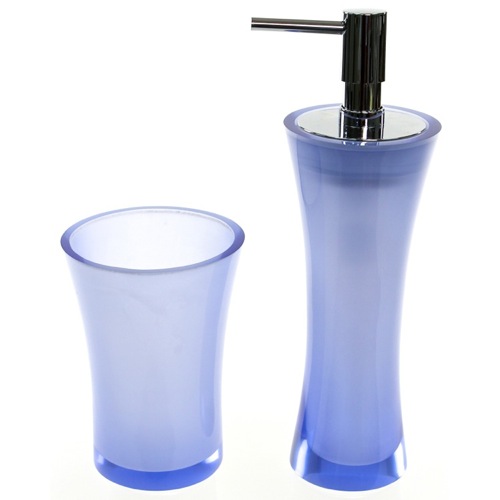 Blue Soap Dispenser and Toothbrush Holder Accessory Set Gedy AU500-05