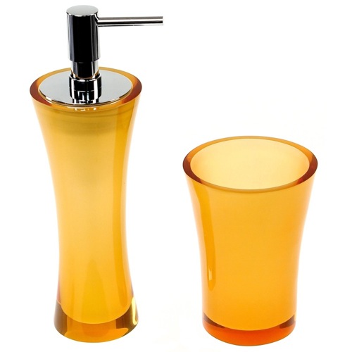 Orange Toothbrush Holder and Soap Dispenser Accessory Set Gedy AU500-67