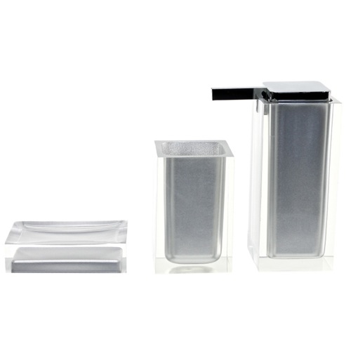 Silver Finish Accessory Set Made With Thermoplastic Resins Gedy RA580-73