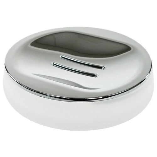 White Glass Round Soap Dish in Thermoplastic Resins Gedy TI11-02
