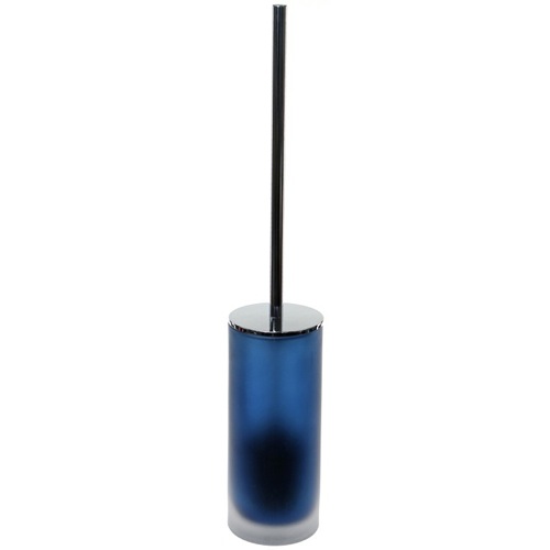 Toilet Brush Holder, Blue in Polished Chrome Steel and Glass Gedy TI33-05