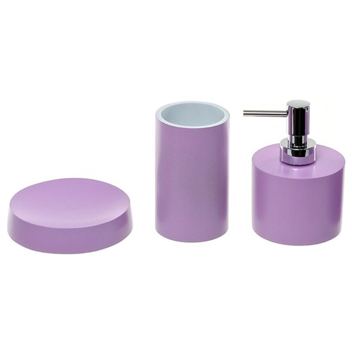 Lilac Bathroom Accessory Set With Short Soap Dispenser Gedy YU281-79