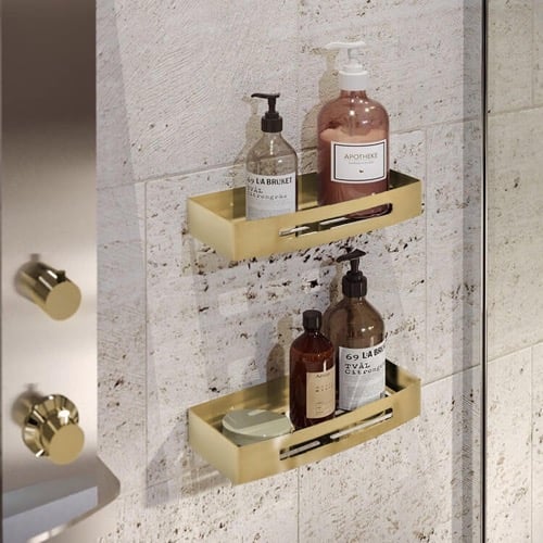 Set of Matte Gold Shower Baskets Gedy 2417B-88