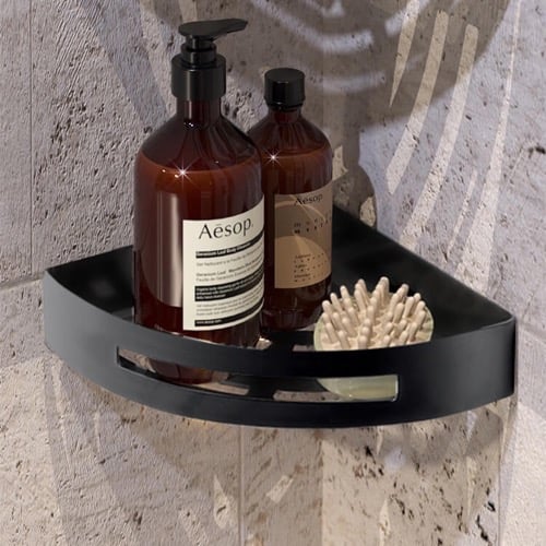 Matte Black Corner Shower Basket Gedy 2479-14