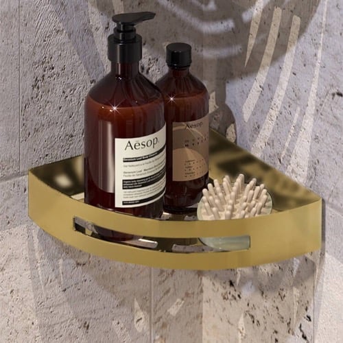Matte Gold Corner Shower Basket Gedy 2479-88