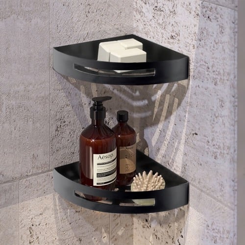 Set of Matte Black Corner Shower Baskets Gedy 2479B-14