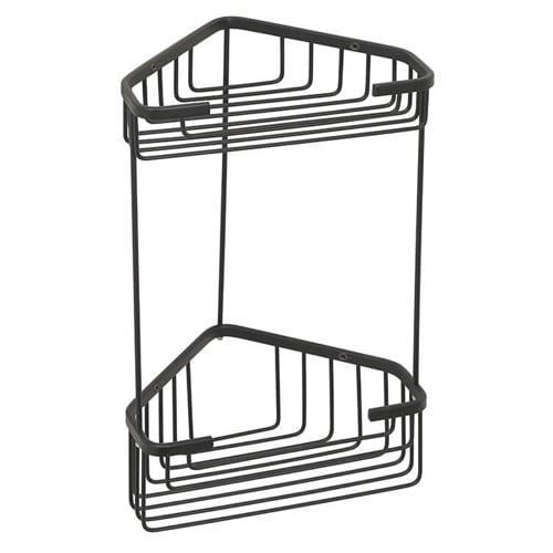 Matte Black Wire Corner Double Shower Basket Gedy 2482-14