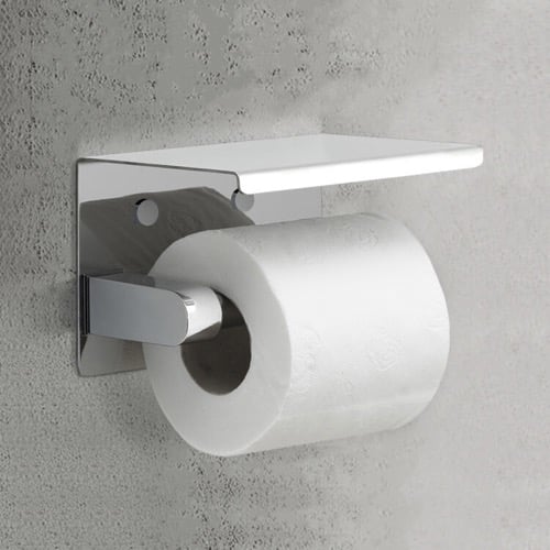 Toilet Paper Holder, Modern, Chrome, With Shelf Gedy 2839-13