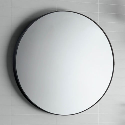 Bathroom Mirror With Black Frame, Round Gedy 6000-14
