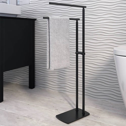 Double Towel Rack, Floor Standing, Matte Black Gedy 7331-14