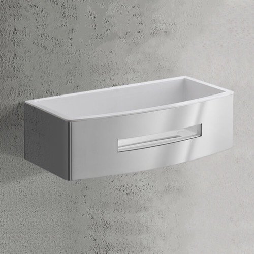 Wall Mounted Chrome Shower Basket With White Insert Gedy 7718-23