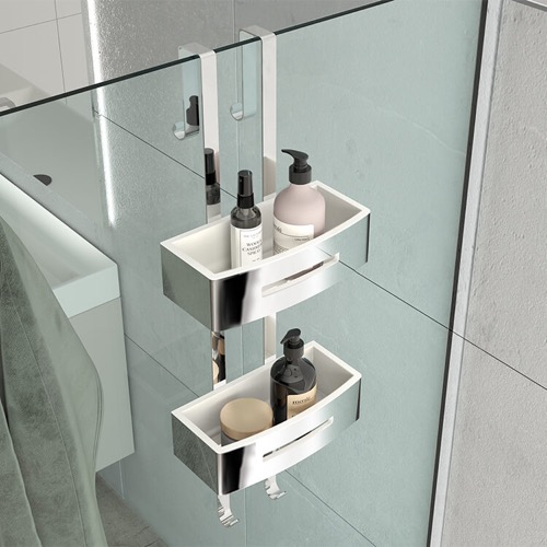 Over-the-Door Double Shower Basket With White Inserts Over-the-Door Double Shower Basket With White Inserts Gedy 7719-23