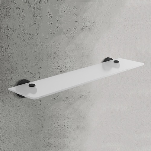22 Inch Wall Mounted Frosted Glass Bathroom Shelf, Matte Black Gedy FE19-55-14