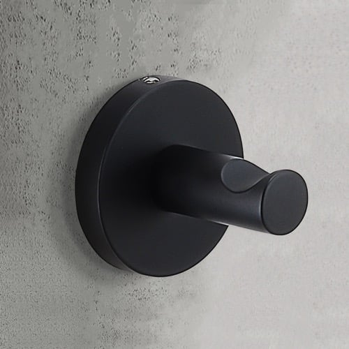 Matte Black Modern Round Bathroom Hook Gedy FE27-14
