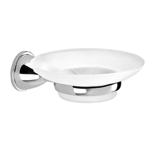 Wall Mounted Frosted Glass Soap Dish With Chrome Mounting Gedy GE11-13