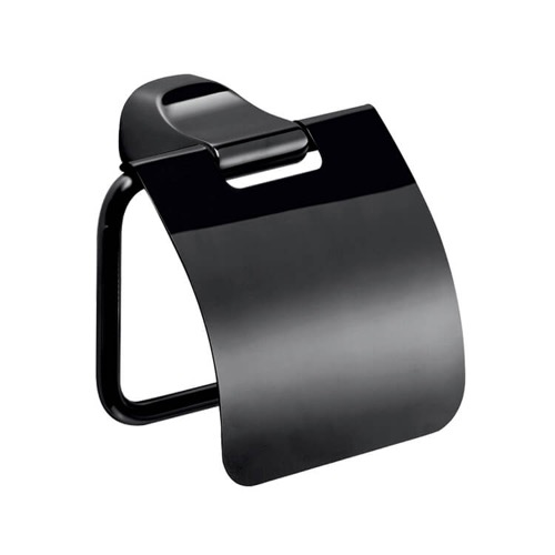 Toilet Paper Holder With Cover, Modern, Matte Black Gedy ST25-14