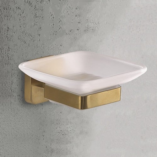 Wall Mounted Frosted Glass Soap Dish, Matte Gold Mounting Gedy TO11-88