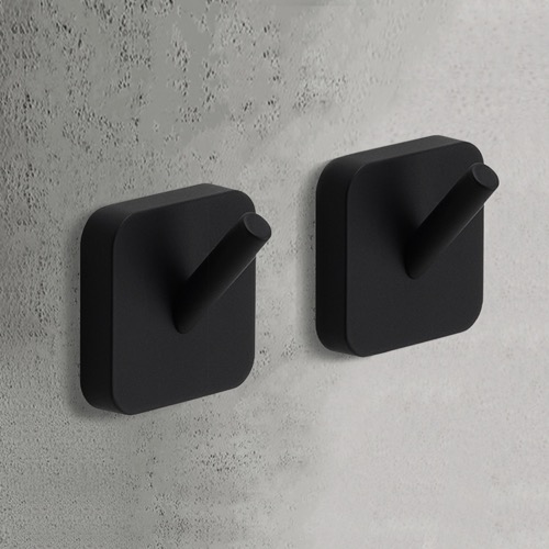 Pair of Bathroom Hooks, Modern, Matte Black Gedy TO27-14