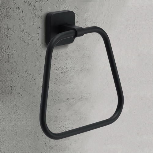 Matte Black Modern Towel Ring Gedy TO70-14