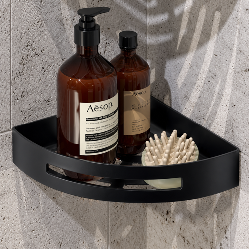 Matte Black Corner Shower Basket Gedy 2479-14