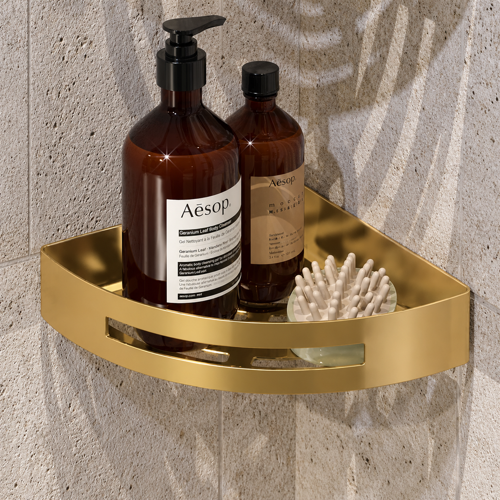 Matte Gold Corner Shower Basket Gedy 2479-88