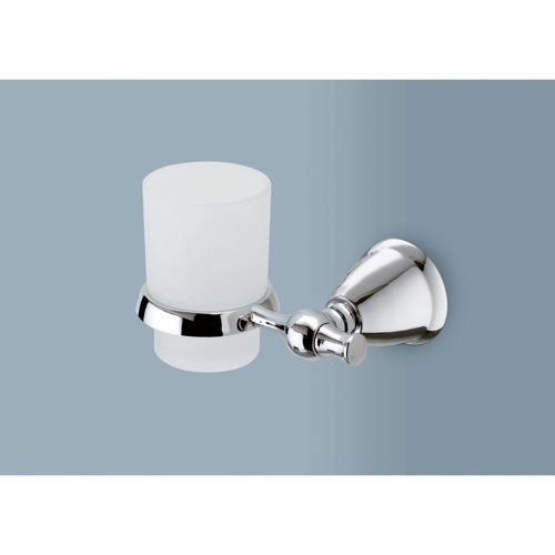 Frosted Glass Toothbrush Holder with Polished Chrome Wall Mount Gedy LI10-13