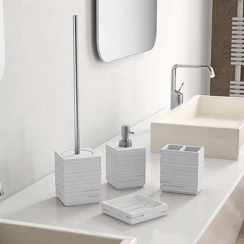 Quadrotto White Resin Bathroom Accessory Set Gedy QU100-02