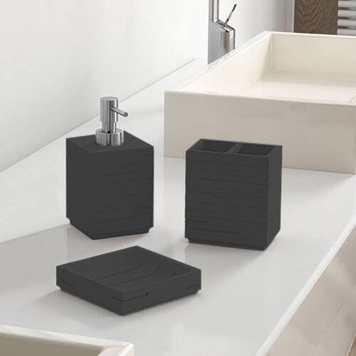 Quadrotto Black Bathroom Accessory Set Gedy QU200-14