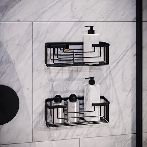 Set of Matte Black Shower Baskets Gedy 2419B-14
