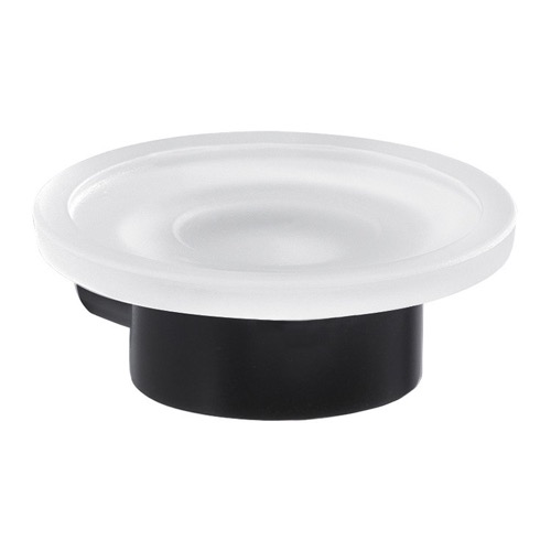 Wall Mount Frosted Glass Soap Dish With Matte Black Mount Gedy PI11-14