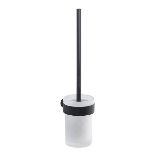 Toilet Brush, Wall Mounted Frosted Glass With Matte Black Mount Gedy PI33-03-14