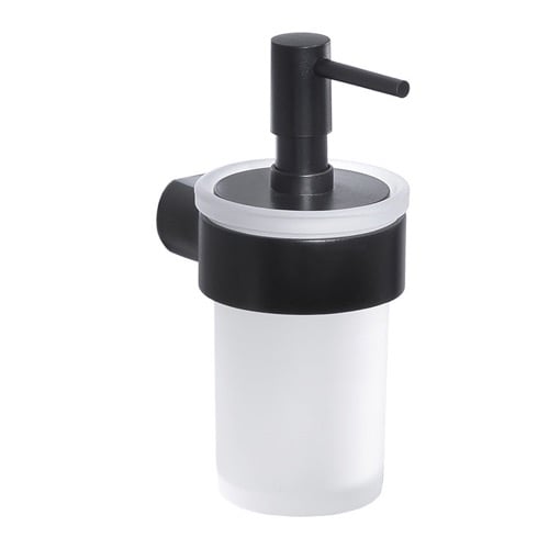 Soap Dispenser, Wall Mount, Frosted Glass With Matte Black Mount