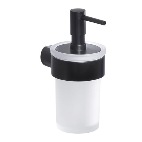 Soap Dispenser, Wall Mount, Frosted Glass With Matte Black Mount Gedy PI81-14