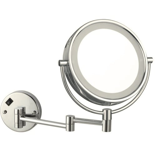 Wall Mounted Lighted 3x Makeup Mirror, Satin Nickel, Hardwired Nameeks AR7705-SNI-3x