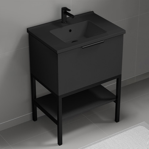 Black Free Standing Bathroom Vanity, 26 Inch Nameeks BODRUM61