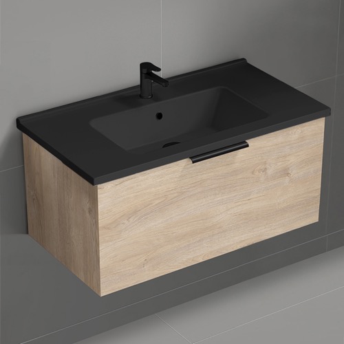 Floating Vanity - Modern, 34 Inch, Brown Oak Nameeks BODRUM73