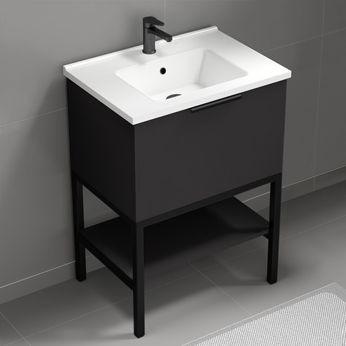 Black Free Standing Bathroom Vanity, 26 Inch Nameeks BODRUM7