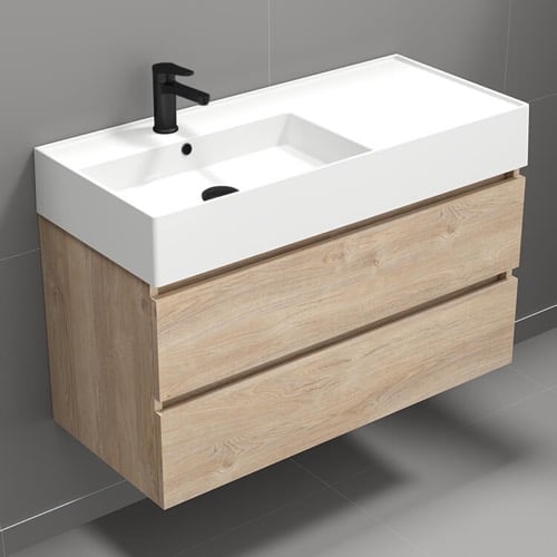 40 Inch Bathroom Vanity, Modern, Brown Oak Nameeks BLOCK21
