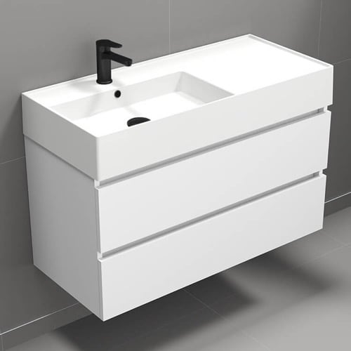 Wall Mounted Bathroom Vanity, Modern, 40 Inch Nameeks BLOCK22