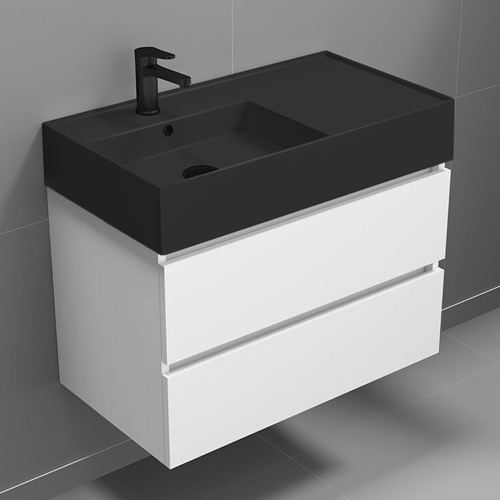 Wall Mounted Bathroom Vanity, Modern, 32 Inch Nameeks BLOCK26