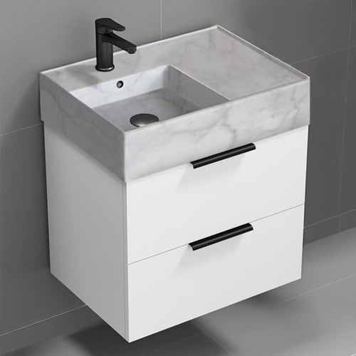 Floating Small Bathroom Vanity, Modern, 24 Inch, Marble Style Sink Floating Small Bathroom Vanity, Modern, 24 Inch, Marble Style Sink Nameeks DERIN102