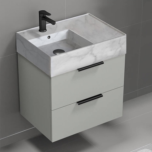 Floating Small Bathroom Vanity, Modern, 24 Inch, Marble Style Sink Floating Small Bathroom Vanity, Modern, 24 Inch, Marble Style Sink Nameeks DERIN104