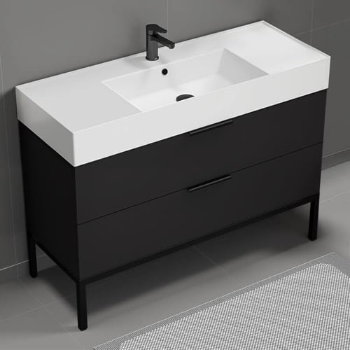 48 Inch Modern Black Bathroom Vanity, Free Standing Nameeks DERIN16