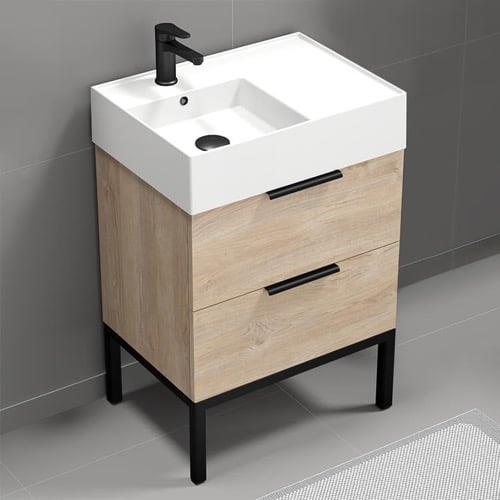 24 Inch Bathroom Vanity, Free Standing, Modern, Brown Oak Nameeks DERIN1