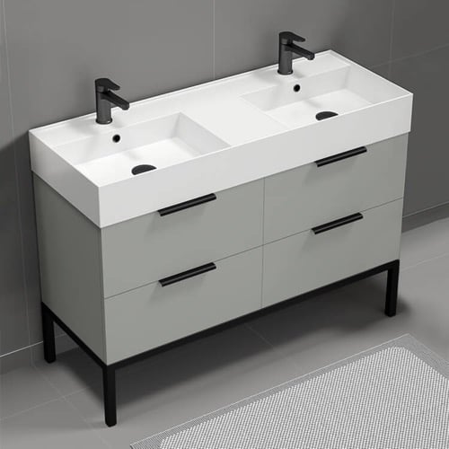 Modern Double Bathroom Vanity, 48 Inch, Free Standing Nameeks DERIN23