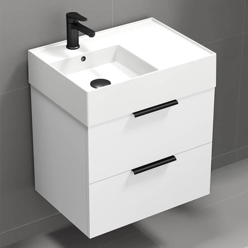 Modern Vanity, White, Floating, Small, 24 Inch Nameeks DERIN31