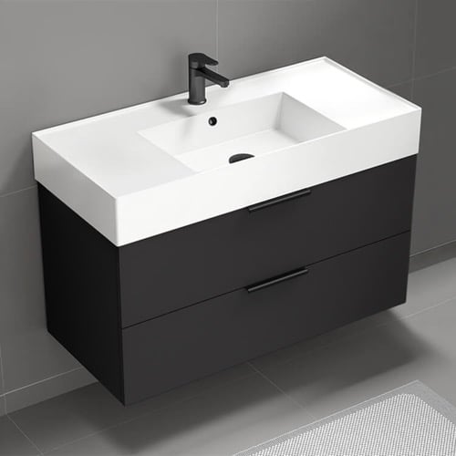 40 Inch Bathroom Vanity, Wall Mounted, Modern, Black Nameeks DERIN39