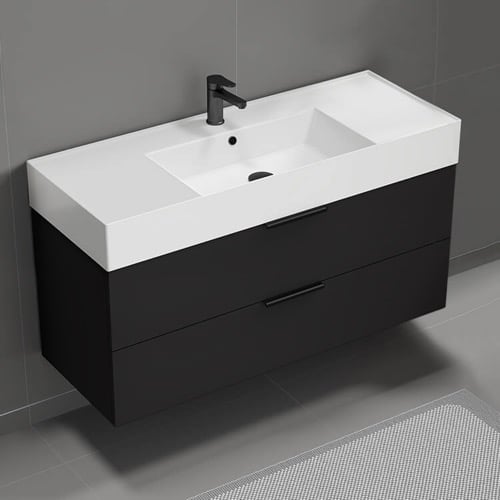 Floating Bathroom Vanity, 48 Inch, Black Nameeks DERIN40